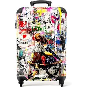 NoBoringSuitcases.com Valigia Bagaglio a Mano, Valigia, Trolley, Valigia 55x40x20, Valigie, Trolley Bagaglio a Mano 55x40x20 cm (Kunstwerke Graffiti-Kunst) (Collage d'arte - Multicolore)