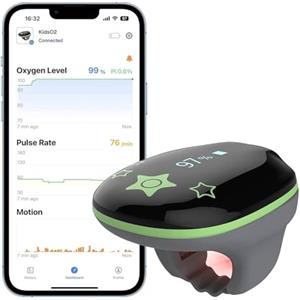 Viatom Saturimetro da Dito Pediatrico, Pulsossimetro Ossimetro Portatile con Bluetooth, Misurazione Saturazione di Ossigeno e Frequenza Cardiaca per Bambini 3-10 Anni, APP