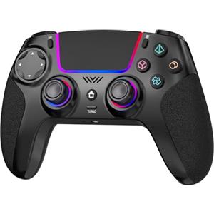 SZPACMATE Controller Wireless per PS4/PS3/Switch/PC/iOS/Android/Steam Deck, con 8 Colori RGB/Joystick Effect Hall/Batteria 1000 mAh/Turbo/Doppia Vibrazione/Programmabile/Impugnatura Antiscivolo