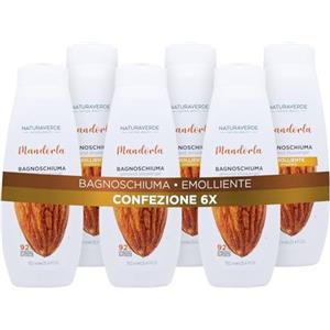 Naturaverde | Natural Beauty - Bagnoschiuma Mandorla, Docciaschiuma Emolliente, Ingredienti di Origine Naturale, 6 x 750ml