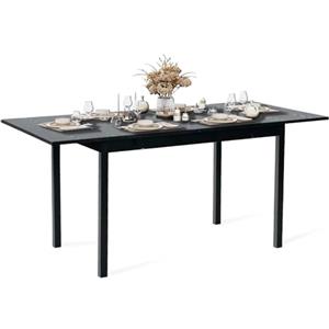 MEUBLE COSY Tavolo da Pranzo da Cucina Allungabile, Stile Industriale, per 4-6 Persone, Struttura in Metallo, Nero, 120-160x80x75cm