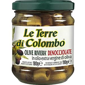 Le Terre di Colombo - Olive Denocciolate In Olio D'oliva Extravergine (36%), 6 Barattoli Da 180 G, Riviera, 1080 Grammo
