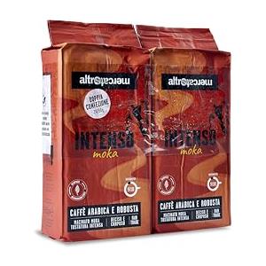 ALTROMERCATO - Caffè Intenso Macinato per Moka - Miscela Arabica e Robusta - Tostatura forte, gusto deciso e corpo pieno - Da filiere del commercio equo - Bipack 2x250 g