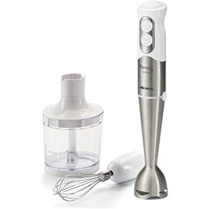 Ariete Pimmy 500W, Frullatore a Immersione, 3 Prodotti in 1, 500 W, 1 Velocità, Funzione Turbo, Tripla lama, Bianco
