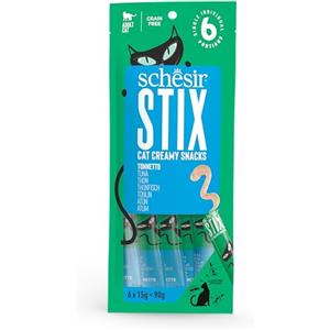 Schesir Stix, Snack Monodose al Tonno, in Crema, Supplemento per Gatti, Fonte di Idratazione, Gran Free, 12 x 15 g
