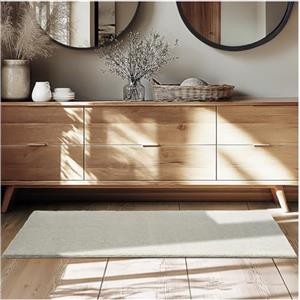 tectake® Tappeto Salotto, Tappeto Pelo Corto, Tappeto Salotto Design Elegante, Tappeto Lavabile in Lavatrice, Ideale per Sala da Pranzo, Camera da Letto e Studio - Sabbia, 80 x 150 cm