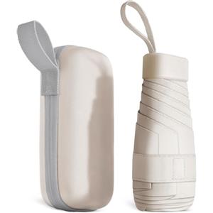 Aolso Mini Ombrello, Ombrello pioggia pieghevole da Viaggio, Ombrello da Tasca, Ombrello Ultraleggero Portatile, Mini Ombrello da Viaggio, UPF>50+ Ombrello da Sole/Pioggia Bianco