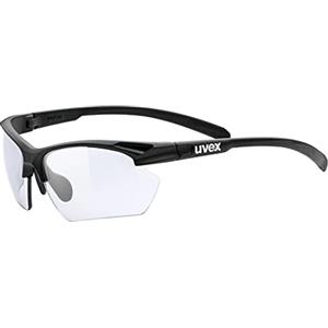 uvex sportstyle 802 V small, occhiali sportivi unisex, fotocromatico, privo di appannamenti, black matt/smoke, one size