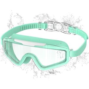 Ambienden Occhialini Nuoto Bambini, Antiappannamento & UV, Ampià Visuale, Regolazione Rapida, Sigillo in Silicone, Occhialini Piscina Unisex 3-14 Anni, T-GN