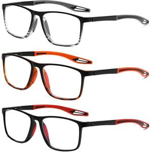 ZXYOO Occhiali da lettura da uomo 3 paia Stile sportivo Comodi e flessibili Lettori di blocco della luce blu per uomo 3 MIX+1.00