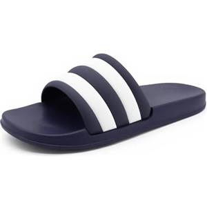 JOMIX Ciabatte Uomo Mare e Piscina Fascia Doppia Riga Pantofole Doccia Casa Estate Sandali Sportivi Gomma EVA Leggeri Comodi Antiscivolo PU7875, Navy, 43 EU
