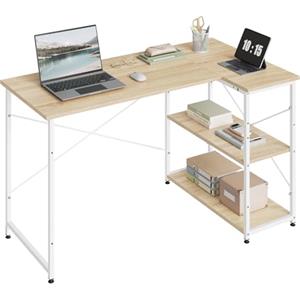 WOLTU Scrivania Ufficio a L Compatta con Libreria Integrata - Design Salvaspazio per Studio/Camera, 120x73x72 cm, Bianco e Rovere Naturale