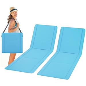 UDPATIO Set di 2 Tappetino da Spiaggia Pieghevole con Schienale Regolabile, Lettino da Spiaggia Reclinabile Leggero con Tasca, Sdraio da Campeggio Portatile per Giardino e Terrazza - Blu