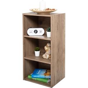 Iris Ohyama, Libreria media a 3 livelli/scaffalatura in legno/libreria a cubo/armadio per libri/armadio con ripiani, Modulare,Design, Ufficio, Casa - Module Shelf - MDB-3 - Cenere marrone