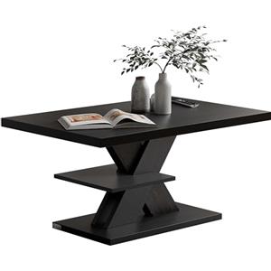Casaria® Tavolino Detroit 90x60x45cm da Divano 2 Ripiani in Legno Carico Max 50kg Antigraffio Tavolo da Caffé Soggiorno Design Moderno