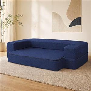 ANONER Divano Letto Pieghevole 2 in 1 2 Posti, Blu Scuro