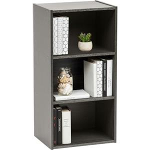 Iris Ohyama, Libreria media a 3 livelli/scaffalatura in legno/libreria a cubo/armadio per libri/armadio con ripiani, Modulare,Design, Ufficio, Casa - Module Shelf - MDB-3 - Quercia grigia