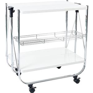 Iris Ohyama, Servizio di cucina, stoccaggio, 2 ripiani, 1 cestino a rete, con ruote, cucina, soggiorno - Kitchen Wagon CW-005 - Bianco