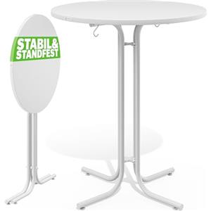 Casaria® Tavolo da Bar 80x110cm Pieghevole Rotondo Stabile Giardino Alto Bistrot Festa Tavolo da Birra Bianco