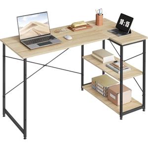 WOLTU Scrivania Ufficio a L Compatta con Libreria Integrata - Design Salvaspazio per Studio/Camera, 120x73x72 cm, Rovere Naturale e Nero