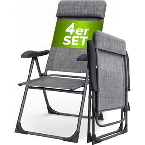 Casaria Set 4 Sedie da Giardino Pieghevoli Regolabili 7 Posizioni in Alluminio Schienale Reclinabile Campeggio Balcone