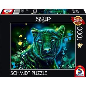Schmidt Spiele 58517 Sheena Pike, Pantera Blu-Verde Neon, Puzzle da 1000 Pezzi