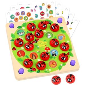 Subtail Memory Gioco per Bambini - Giocattolo di Memoria Coccinella | 16 Modelli a Tema - Giochi Bambini 3 4 5 Anni - Gioco in Legno Per Bambini - Giochi Educativi Regalo Bambino 3 4 Anni