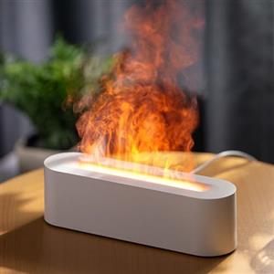 Gzvxuny Diffusore di Oli Essenziali con Effetto Fiamma, Diffusore Ambiente, Umidificatore Ambiente Silenzioso con 7 Luci LED a Colori, Diffusori Olio Essenziale, Aromaterapia Diffusore, Spegnimento Automatico