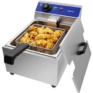 Taimiko Friggitrice Professionale Friggitrice Elettrica Commerciale Unica Serbatoio In Acciaio Inox 3000W 220V-240V Termostato 60-200°C (6L)