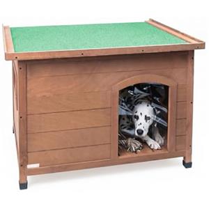 AqpetFriends Baita Cuccia in Legno da Esterno per Cani con Tetto Apribile e Tende Termiche incluse, Large 116x79x85h