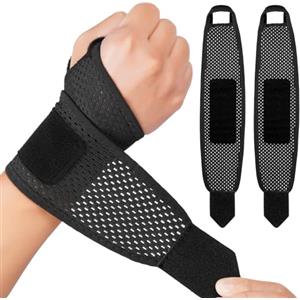 Beugo 2 pezzi Tutore Polso Destro Sinistro per Uomo e Donna, Protezione del Polso Traspirante, Fascia Elastica Polso per Sport, Allenamento con i Pesi, Palestra e Lavoro, singolo (Nero)