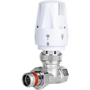 YYTECH Kit Termostatico a Squadra 1/2, Raccordo Filettato G1/2 per Termosifoni - Valvola Termostatica Radiatore Bianco con Blocco e Posizione Anti-Gelo