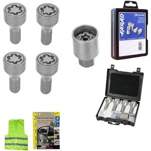 CLICK&GO KIT DI BULLONI STARLOCK BULLONE ANTIFURTO AUTO PER RUOTE CON CERCHIO IN ACCIAIO COMPATIBILE CON PEUGEOT 208, 2008, e-208, e-2008, 308 2021 anno 2003 in poi K/E FARAD OMOLOGATO PER GOMME