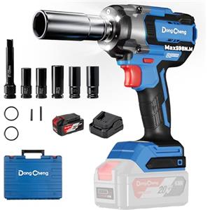 Dong Cheng Avvitatore a impulsi senza fili brushless 18V, pistola a impulsi da 598 Nm, 1/2 pollice, 4 velocità & modalità intelligente, include batteria da 4000 mAh e valigetta degli attrezzi