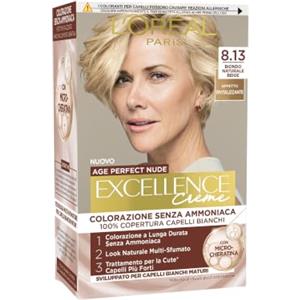 L'Oreal Paris L'Oréal Paris Colorazione Permanente, Copertura dei Capelli Bianchi e Maturi, Risultato Naturale, Formula Senza Ammoniaca, Excellence Age Perfect Nude, Tonalità: Biondo Naturale Beige (8.13)