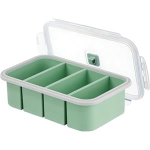 BUERPINKING Contenitori per Congelare Zuppe in Silicone con Coperchio, Stampo per Congelamento con 4 Fori, Contenitori per Alimenti, Contenitori di Stoccaggio, Stampo per Ghiaccio per Zuppa, Cubetti
