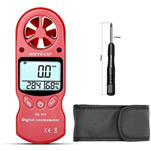 Nktech, anemometro digitale NK-W0 3-IN-1 mini LCD portatile, tester velocità del vento, temperatura, umidità, con igrometro e termometro multiuso per windsurf, kite surf