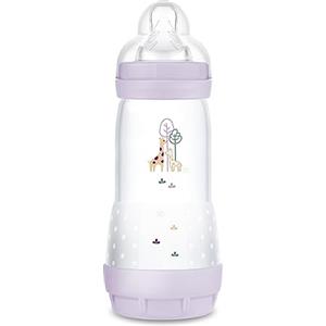 MAM Easy Start Anti-Colic Biberon (320 ml), bottiglia per latte particolarmente ben accettata, borraccia con valvola a fondo contro coliche e tettarelle, misura 2, 4 + mesi, giraffa