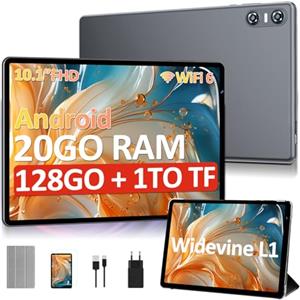 SKYEGG Tablet 10 Pollici Android con 20 GB RAM + 128 GB ROM(Espandibile Fino a 1 TB), Widevine L1, Octa-Core, Wi-Fi 6, Bluetooth 5.0, Fotocamera 8MP + 5MP, 6000mAh, Tablet con custodia protettiva, Grigio
