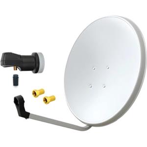 ARLI - Impianto satellitare HD da 60 cm, LNB singolo, 1 utenza, grigio chiaro, UHD 4K + 2 connettori F FullHD