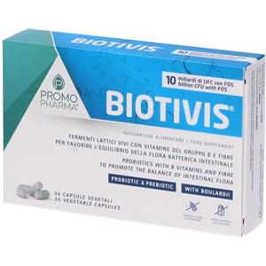 PromoPharma Biotivis - Integratore alimentare con 10 miliardi di probiotici, FOS e vitamine B - 30 capsule vegetali