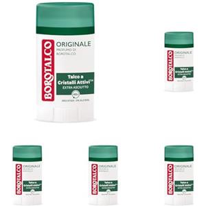 Borotalco, Deodorante Stick Originale, Formula Senza Alcool e Sali di Alluminio, con Talco a Cristalli Attivi, Tripla Protezione Asciutta, Profumo di Borotalco - Formato da 40 ml (Confezione da 5)