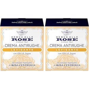 Acqua alle Rose, Crema Viso Antirughe Levigante con Estratto Nutriente di Rosa Centifolia e Olio di Argan, Azione Antirughe per Pelli Normali, Nutre a Fondo e Rassoda la Pelle, 50 ml (Confezione da 2)