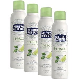 Neutro Roberts Deodorante Spray Fresco Verde, Té Verde e Lime, 150ml (Confezione da 4)