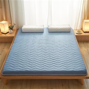 Generico Materasso da Pavimento 120x190cm, Materasso per Ospiti Portatile, Arrotolabile e Pieghevole, Spesso 5 Cm Futon per Letto Singolo/Matrimoniale, Dormitorio, Camera,Blu
