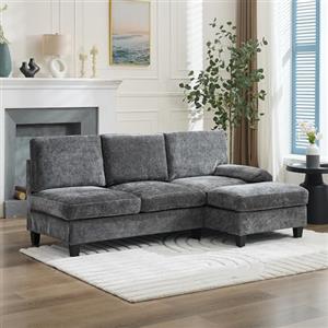 YuQozii 194 x 118 x 81 cm, divano imbottito e divano a 3 posti, divano ad angolo, per soggiorno, appartamento, lounge e camera da letto, divano letto a forma di L, divano per il tempo libero (grigio)