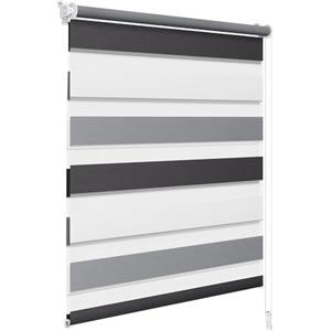 WOLTU Tenda a Rullo per interni Doppio Strato Giorno e Notte, Fissaggio a Morsetto Senza Foratura per Finestra o Porta,90x120 cm [Larghezza Tessuto: 86 cm], Bianco+Grigio+Antracit