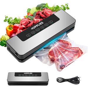 JUPPLIES Macchina Sottovuoto Alimenti Automatica 5 in 1 - 80 Kpa | Sigillatrice Sottovuoto 30cm | Modalità Secco e Umido | Taglia-Sacchetti Integrato