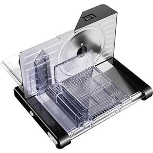 CISSIYOG Affettatrice Elettrica Pieghevole, Affettatrice da Casa | con Spessore Regolabile (0-18mm), Affettatrice 160W per Carne e Pane, Silenziosa (<70dB)