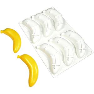 PANGBOER Stampi in silicone a forma di banana per mousse, torte, cioccolato, gelato, per cottura e dessert, design antiaderente flessibile